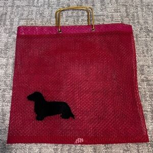 Red Plastic Gold Handled Tote with Dachshund Cutout | Made in Spain